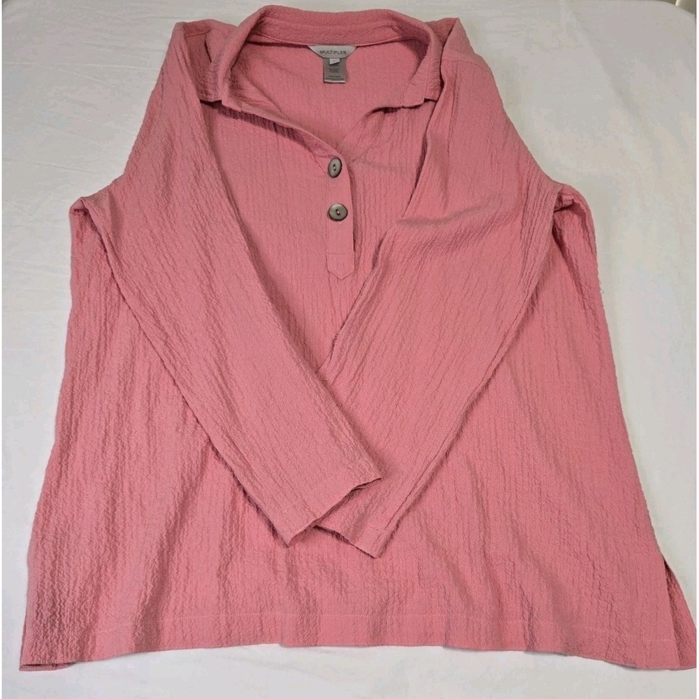 Multiples Women's Large Pink Collared Blouse